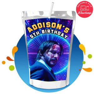 John wick Capri Sun Birthday Labels Digital File Printable Instant Download