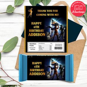 Puss in Boots Candy bar Label Customizable Template Instant Download