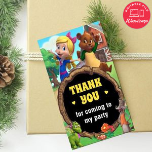Goldie And Bear Thank You Tag Customizable Template To Print At Home Instant Download
