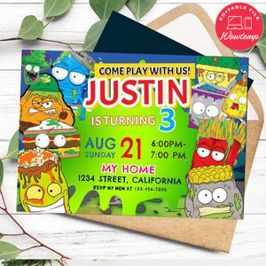 Grossery Gang Invitation Customizable Template to Print at Home Instant Download