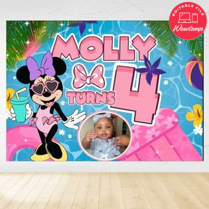 Minnie Pool Party Backdrop Digital File Template Instant Download
