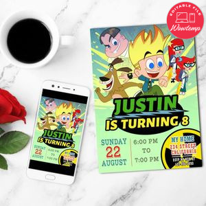 Johnny Test Birthday Invitation Customizable Template to Print at Home Instant Download