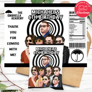 Umbrella Academy Birthday Chip Bag Digital File Printable Instant Download