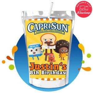 Bread barbershop Capri Sun Birthday Labels Digital File Printable Instant Download