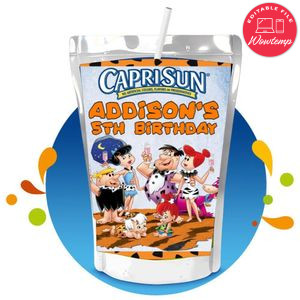 Flintstone Capri Sun Birthday Labels Digital File Printable Instant Download