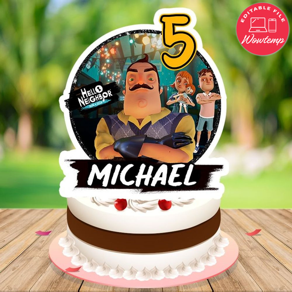 Hello neighbor Birthday Cake Topper Template Printable Instant Download