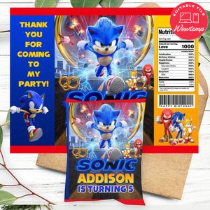 Sonic The Hedgehog Chip Bag Digital File Printable Instant Download