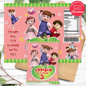Kongsuni and friends Birthday Party Chip Bag Digital File Printable Instant Download