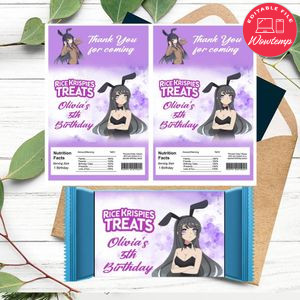 Bunny girl Rice Krispies Treats Template Printable Instant Download