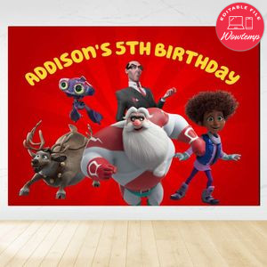 Superklaus Birthday Backdrop Digital File Template Instant Download