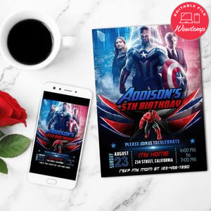 Captain America: Brave New World Mobile Invite Customizable Template Instant Download