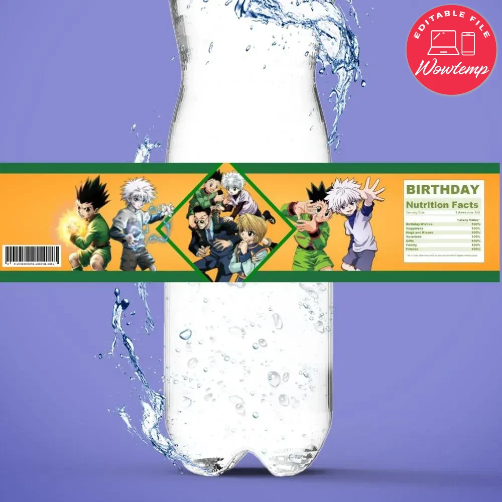 Hunter x Birthday Water Bottle Label Template | Wowtemp