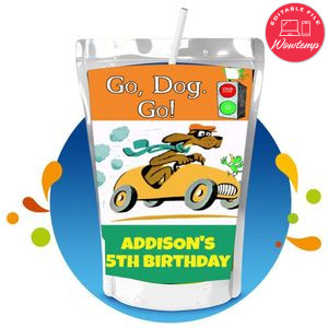 Go dog go Capri Sun Birthday Labels Digital File Printable Instant Download