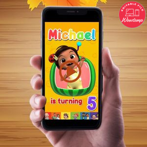 Nina Cocomelon Birthday Video Invitation Digital Template Customizable Instant Download