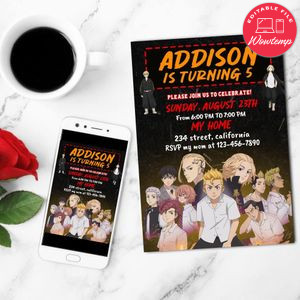 Tokyo Revengers Mobile Invite Customizable Template Instant Download