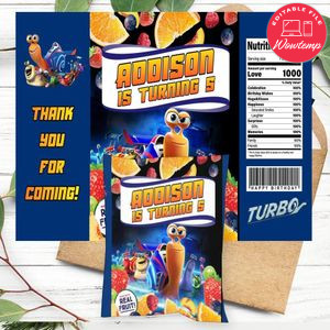 Turbo Racing Team Birthday Party Fruit Snack Bag Digital File Printable Instant Download