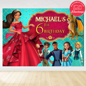 Elena of Avalor Birthday Backdrop Digital File Template Instant Download