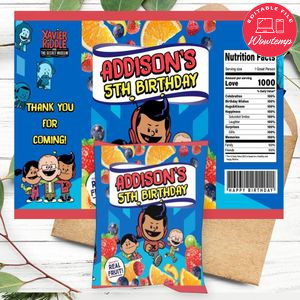 Xavier Riddle Birthday Party Fruit Snack Bag Digital File Printable Instant Download