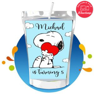 Snoopy Capri Sun Birthday Labels Digital File Printable Instant Download