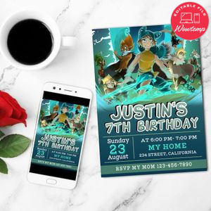 Wakfu Birthday Invitation Customizable Template to Print at Home Instant Download