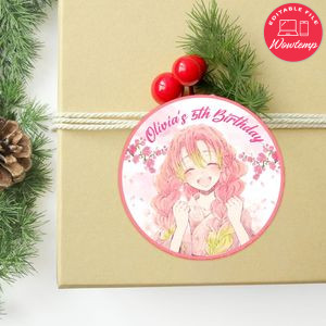 Mitsuri Circle Sticker Template Customizable to Print at Home Instant Download