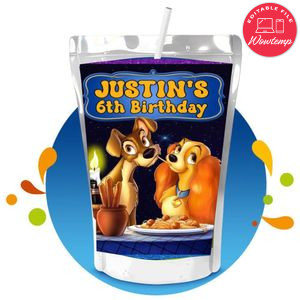 Lady And The Tramp Capri Sun Birthday Labels Digital File Printable Instant Download
