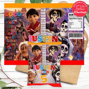 Coco Disney Birthday Chip Bag Digital File Printable Instant Download