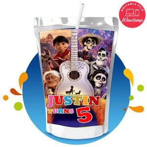 Coco Disney Capri Sun Birthday Labels Digital File Printable Instant Download