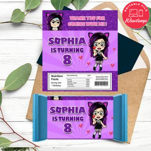 Kori juega Candy bar Label Customizable Template Instant Download