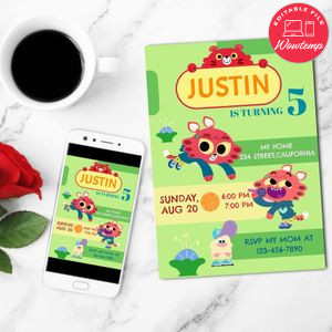 Paprika Twins Invitation Customizable Template to Print at Home Instant Download