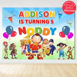 Noddy And Friends Birthday Backdrop Digital File Template Instant Download