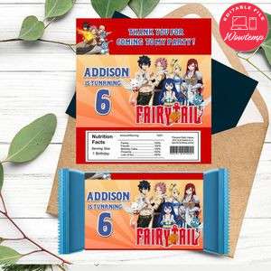 Fairy tail Candy bar Label Customizable Template Instant Download