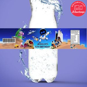 Astro bot Bottle Label Birthday Water Bottle Label Template to Print at Home Instant Download