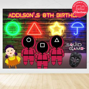 Squid Game Birthday Backdrop Digital File Template Instant Download