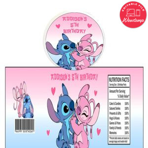 Stitch And Angel Pringles label Template Printable Instant Download