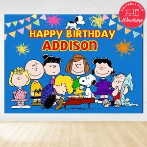Snoopy Birthday Backdrop Digital File Template Instant Download