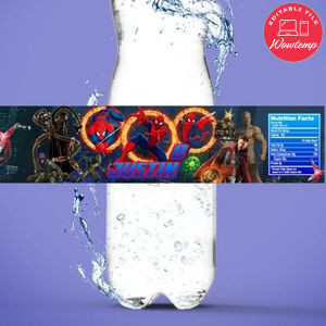 Spiderman No Way Home Birthday Water Bottle Label Template to Print at Home Instant Download