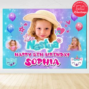 Nastya Birthday Backdrop Digital File Template Instant Download