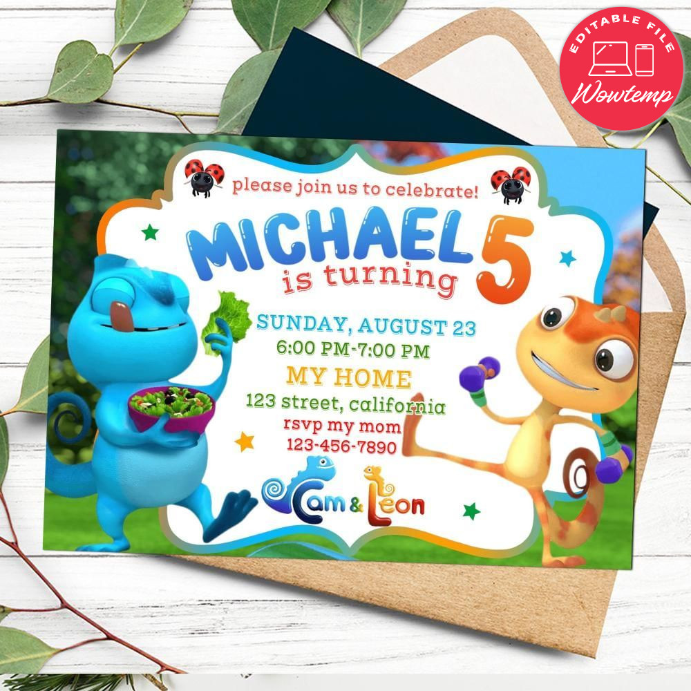 Cam & Leon Birthday Flyer Customizable Template to Print at Home Instant Download