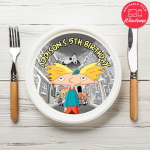 Hey Arnold Birthday Plate Template Customizable To Print At Home Instant Download