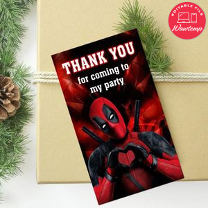 Deadpool Thank You Tag Customizable Template To Print At Home Instant Download