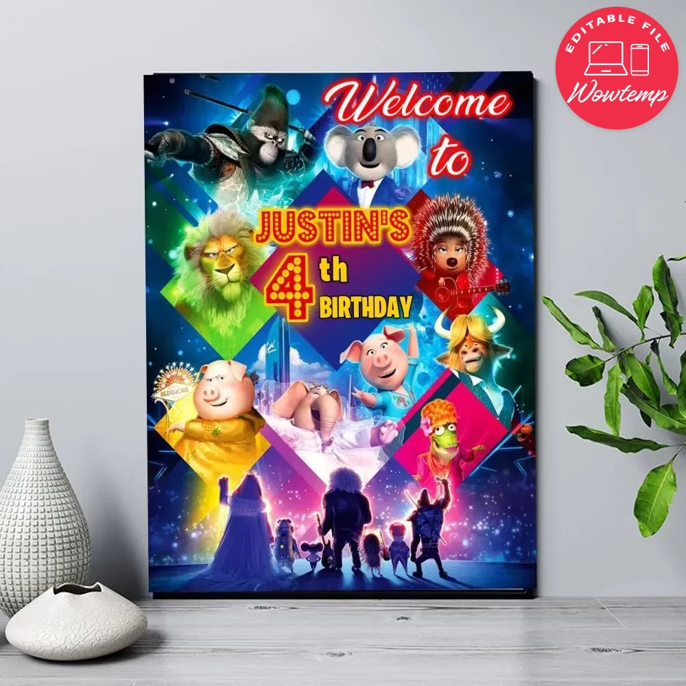 Sing 2 Birthday Welcome Sign Digital File Printable DIY | Wowtemp