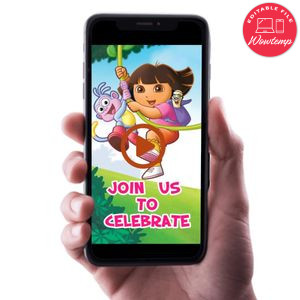 Dora the explorer Birthday Video Invitation Digital Template Customizable Instant Download