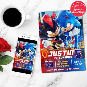 Sonic 3 Mobile Invite Customizable Template Instant Download