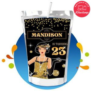 Flapper Capri Sun Birthday Label Digital File Printable Instant Download