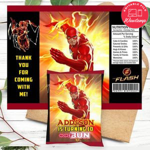 The Flash Birthday Honey Buns Snack Bag Label Customizable Instant Download