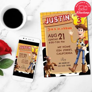 Woody Mobile Invite Customizable Template Instant Download