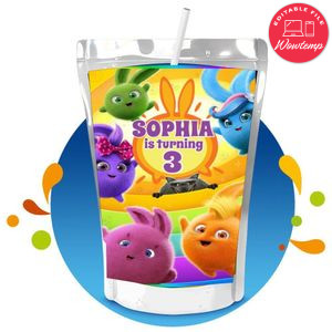 Sunny Bunnies Capri Sun Birthday Labels Digital File Printable Instant Download