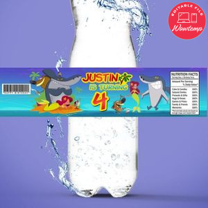 Zig & Sharko Birthday Water Bottle Label Template to Print at Home Instant Download