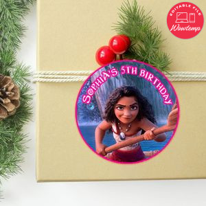 Moana 2 Circle Sticker Template Customizable To Print At Home Instant Download
